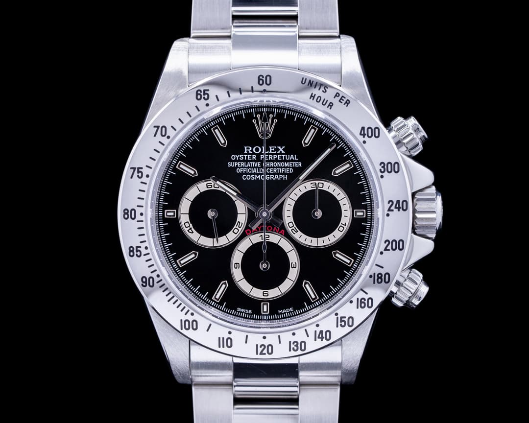 Rolex Daytona 16520 Zenith Black Dial SS SERVICE PAPERS