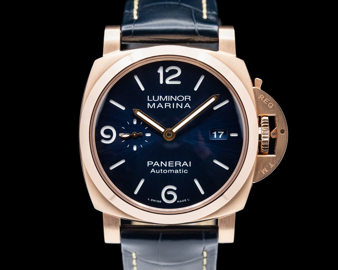 Panerai Luminor Marina Automatic / Rose Goldtech BLUE Dial