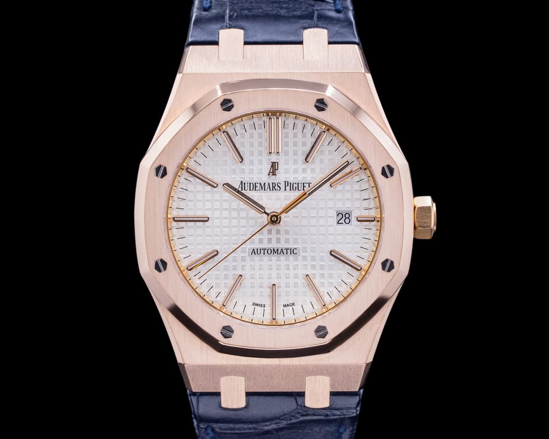 Audemars Piguet Royal Oak 15400OR Jumbo White Dial 18K Rose Gold 