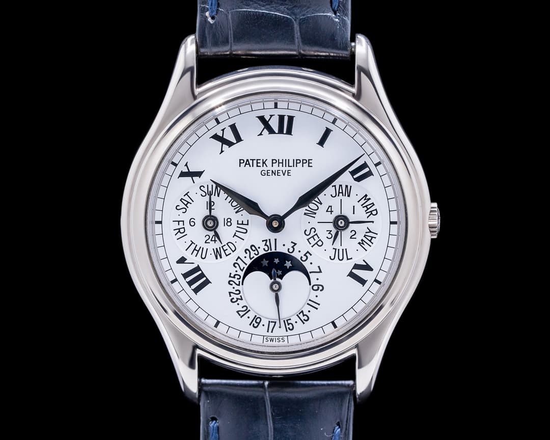 Patek Philippe Perpetual Calendar White Roman Dial 18K White Gold RARE