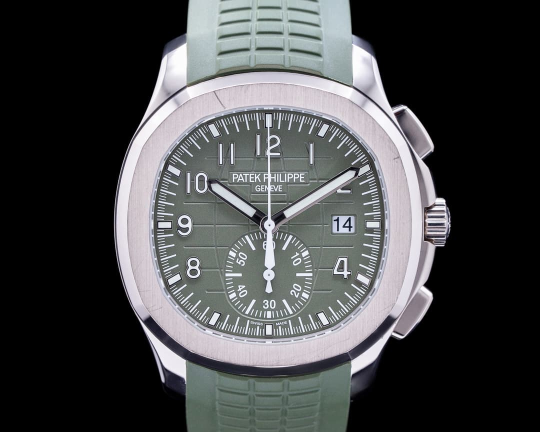 Patek Philippe 5968G Aquanaut Chronograph White Gold Green Dial Chronograph
