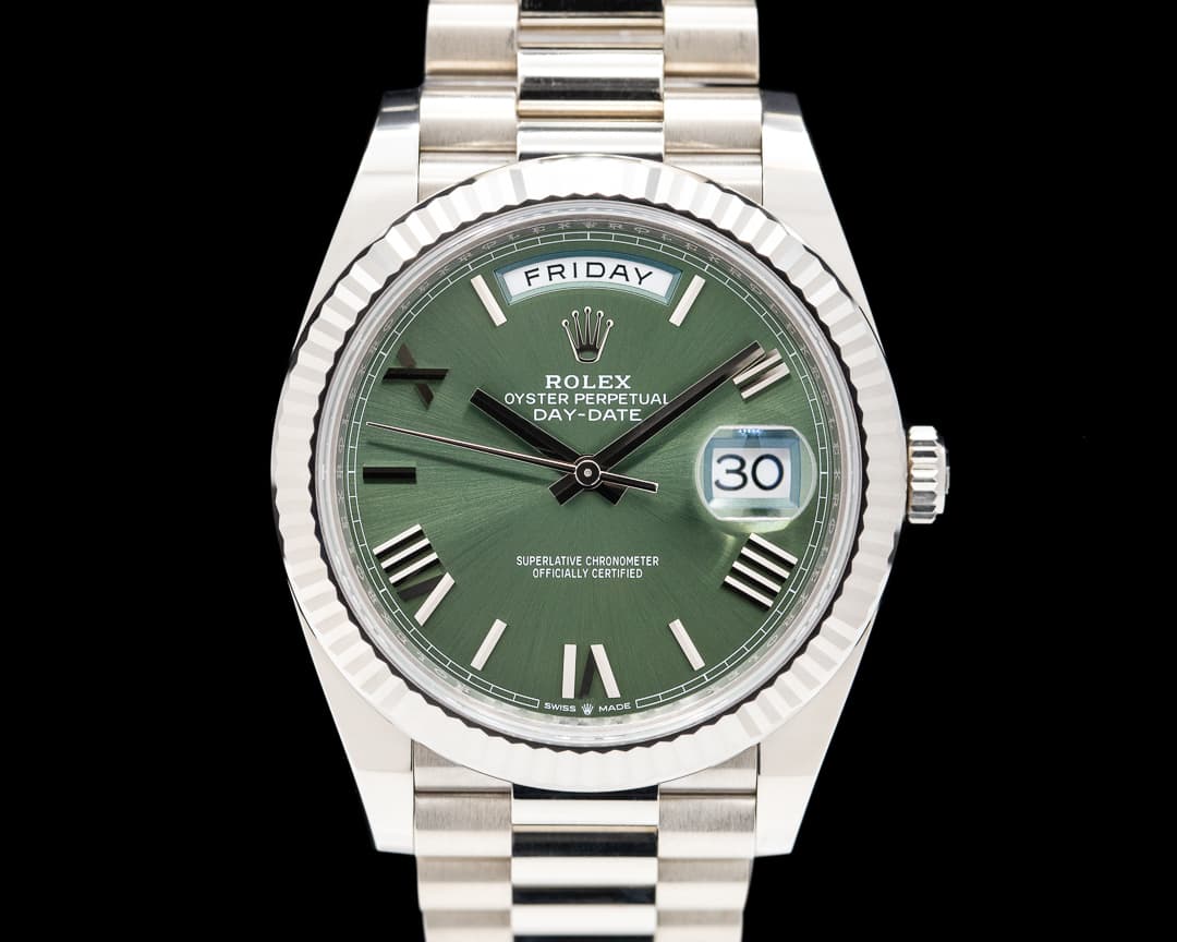 Rolex Day Date President 18K White Gold Green Dial 40MM
