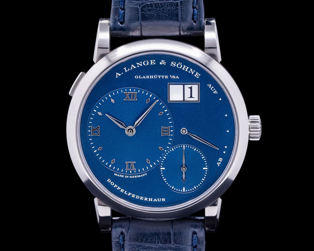 A. Lange and Sohne Lange 1 191.028 Blue Dial 18k White Gold DISCONTINUED RARE