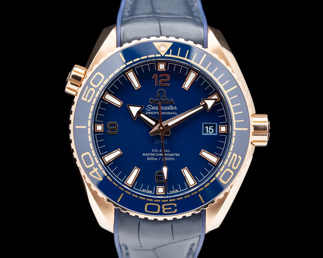 Omega Seamaster Planet Ocean Co-Axial Blue Dial 18k Rose Gold