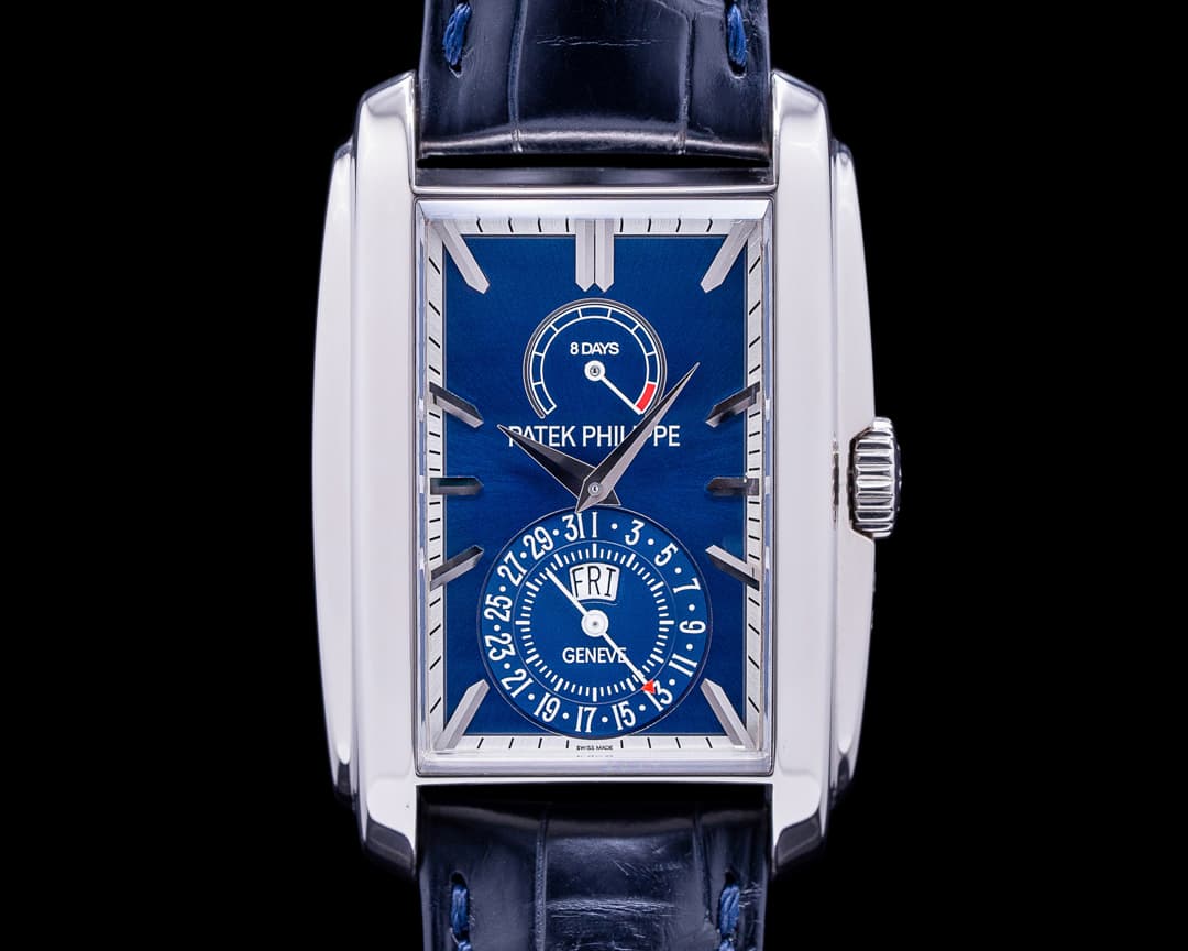 Patek Philippe Gondolo 8 Day Manual Wind Blue Dial 18K White Gold