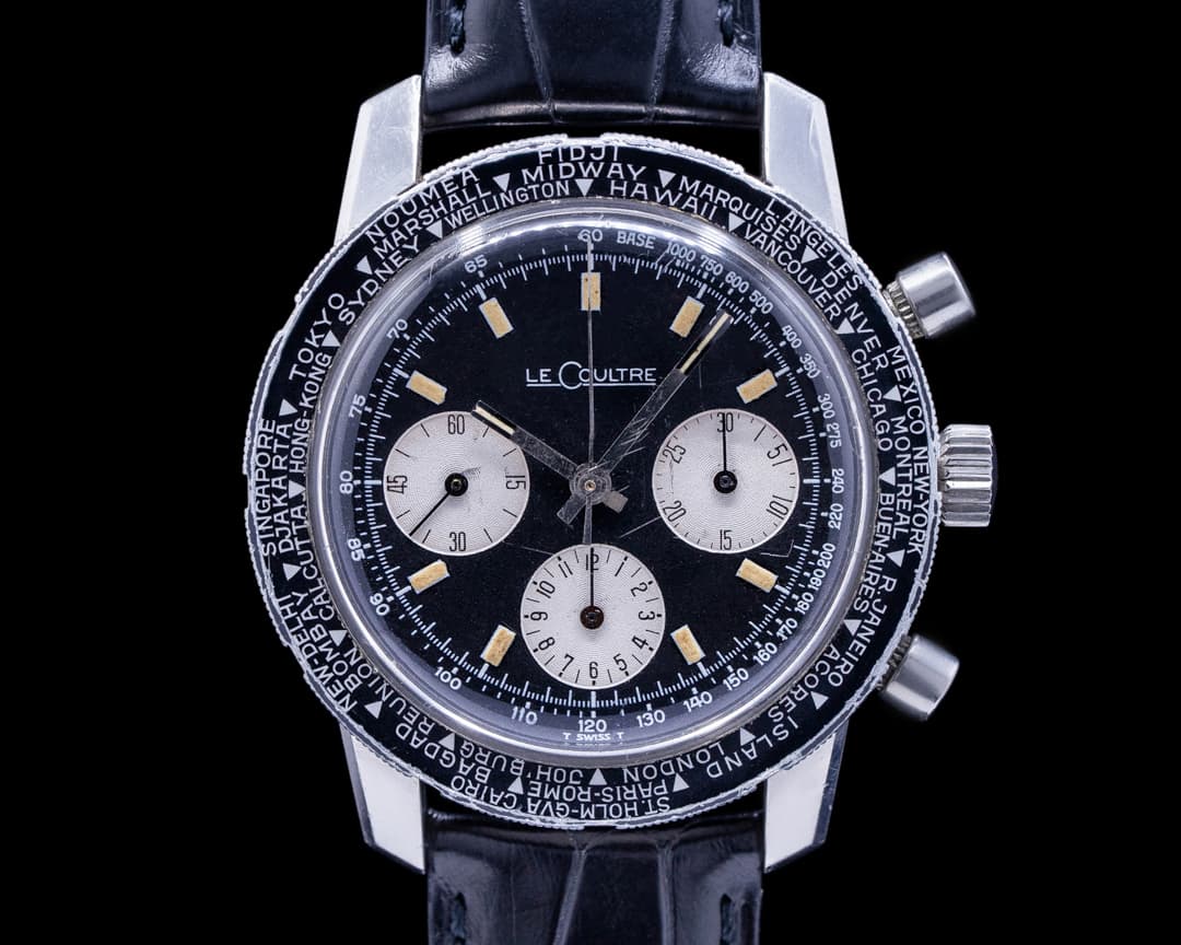 Jaeger LeCoultre Vintage Shark Deep Sea Valjoux 72 Chronograph SS Box and Papers
