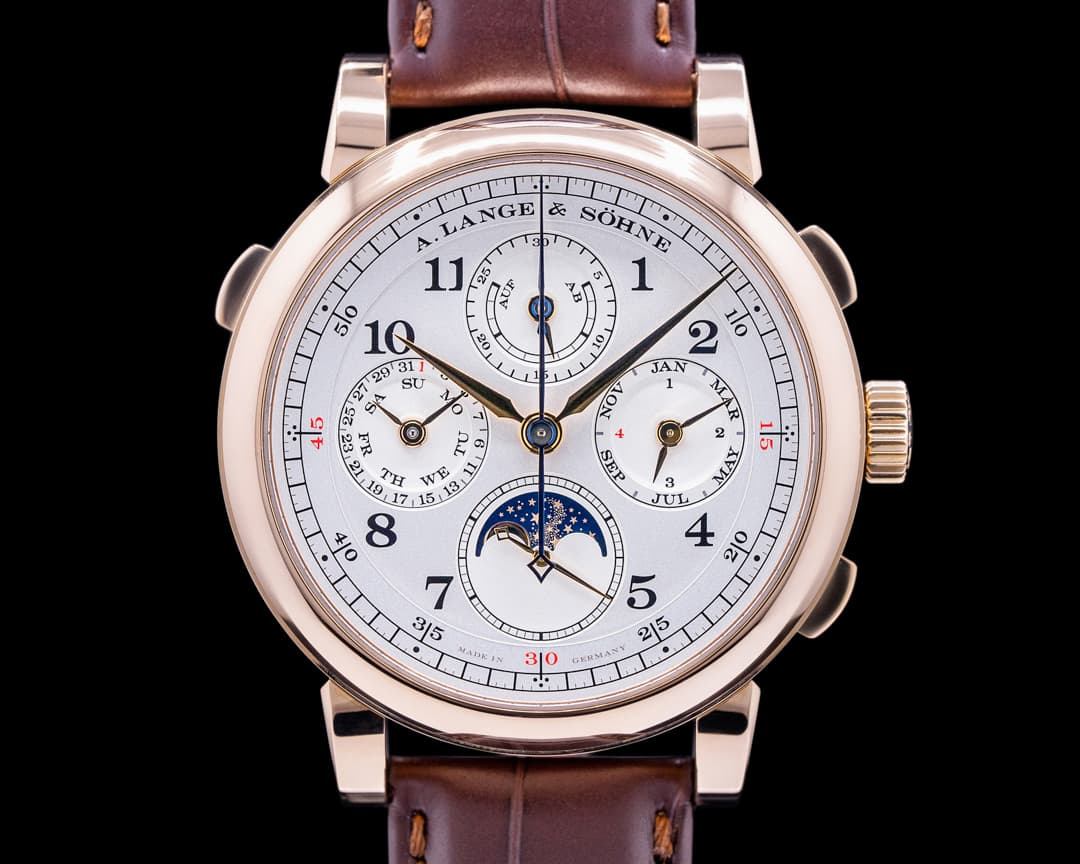 A. Lange and Sohne 1815 Rattrapante 421.032 Perpetual Calendar 18K Rose Gold FULL SET 