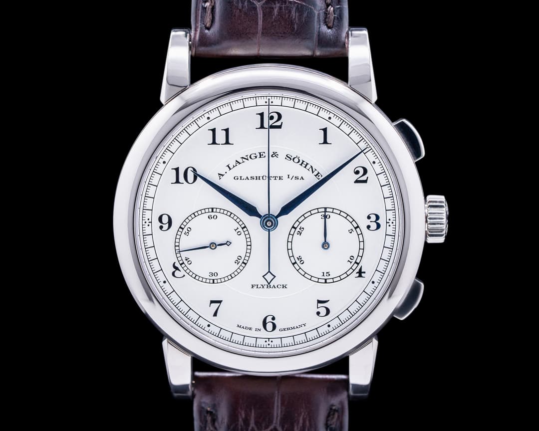 A. Lange and Sohne 1815 Flyback Chronograph 402.026 Silver Dial 18K White Gold 