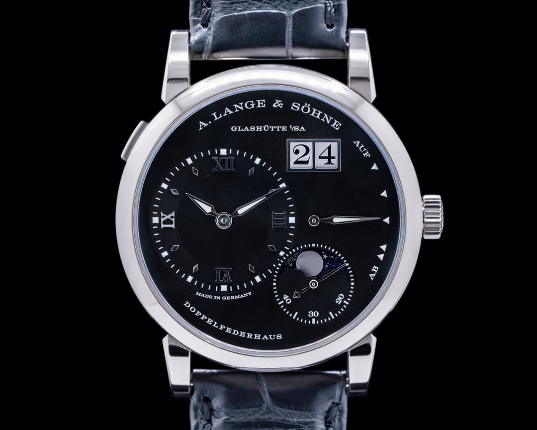 A. Lange and Sohne Lange 1 Moon 192.029 18K White Gold Black Dial