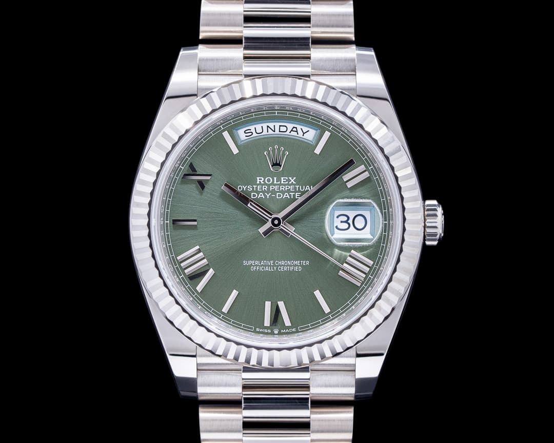 Rolex Day Date 228239 Presidential 18k White Gold Green Dial 40MM