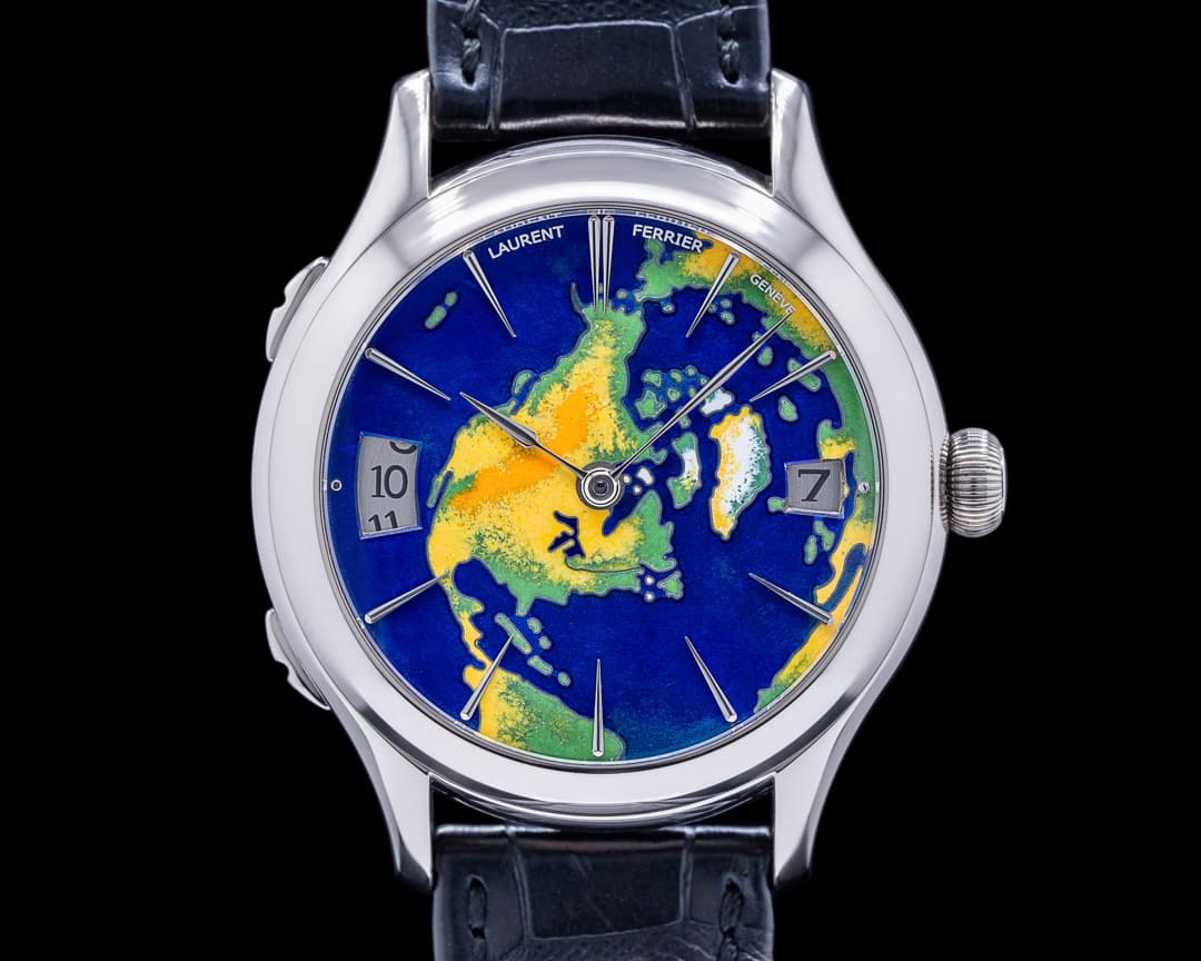 Laurent Ferrier Galet Traveler Enamel U.S Limited Edition 18k White Gold SERVICED