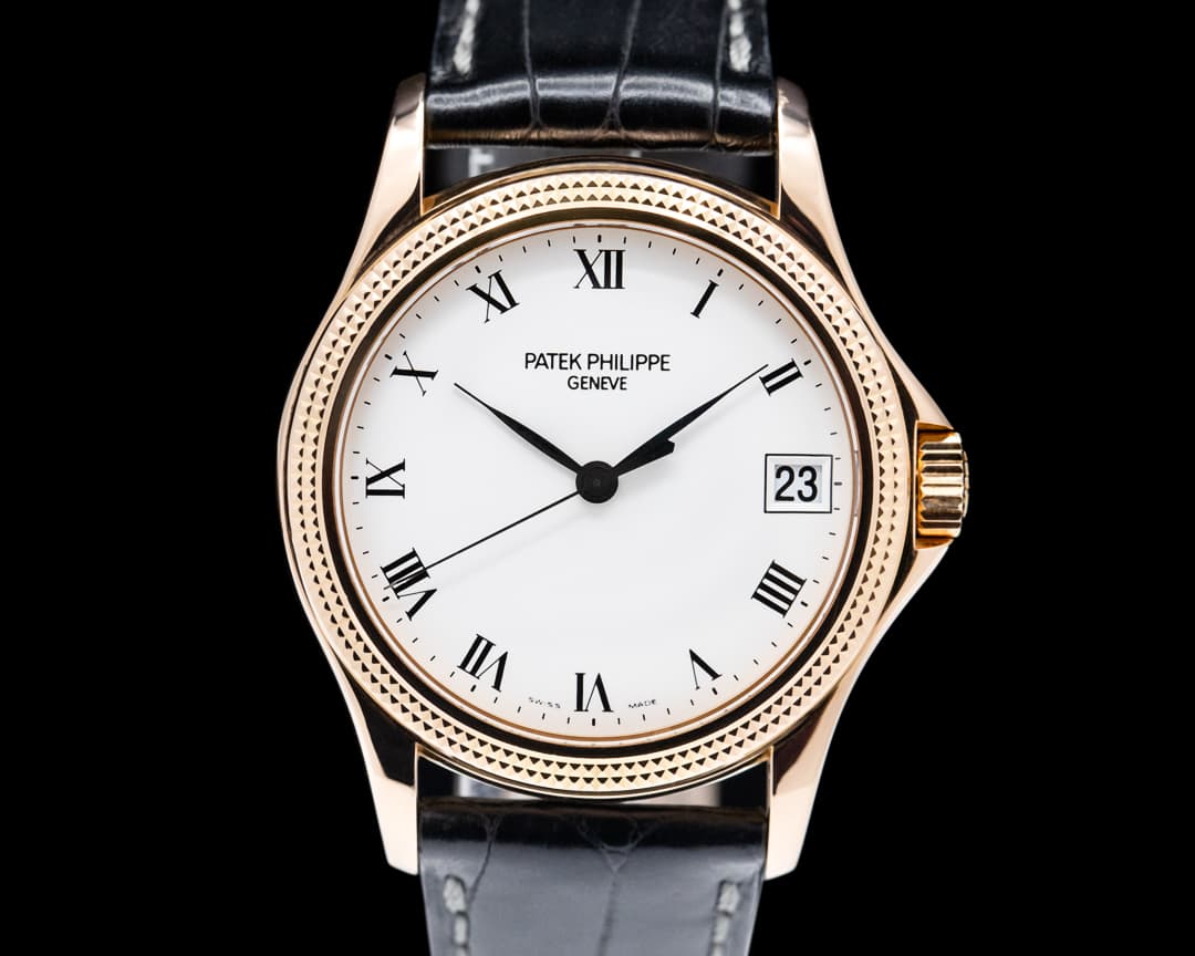 Patek Philippe Calatrava 18K Rose Gold White Roman Hobnail