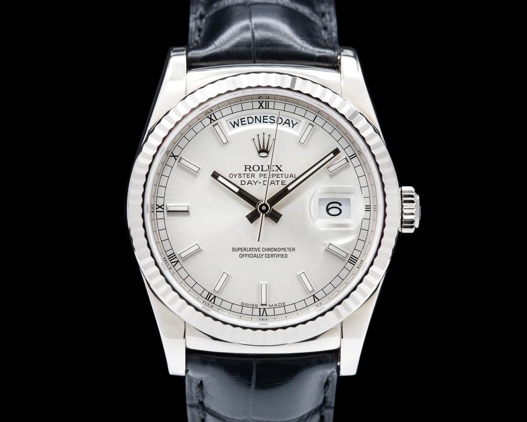 Rolex Day Date President Silver Stick dial / 18K WG