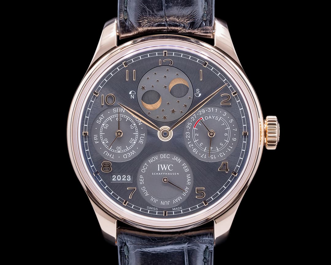 IWC Portuguese Perpetual Calendar Grey Dial 18K Rose Gold 