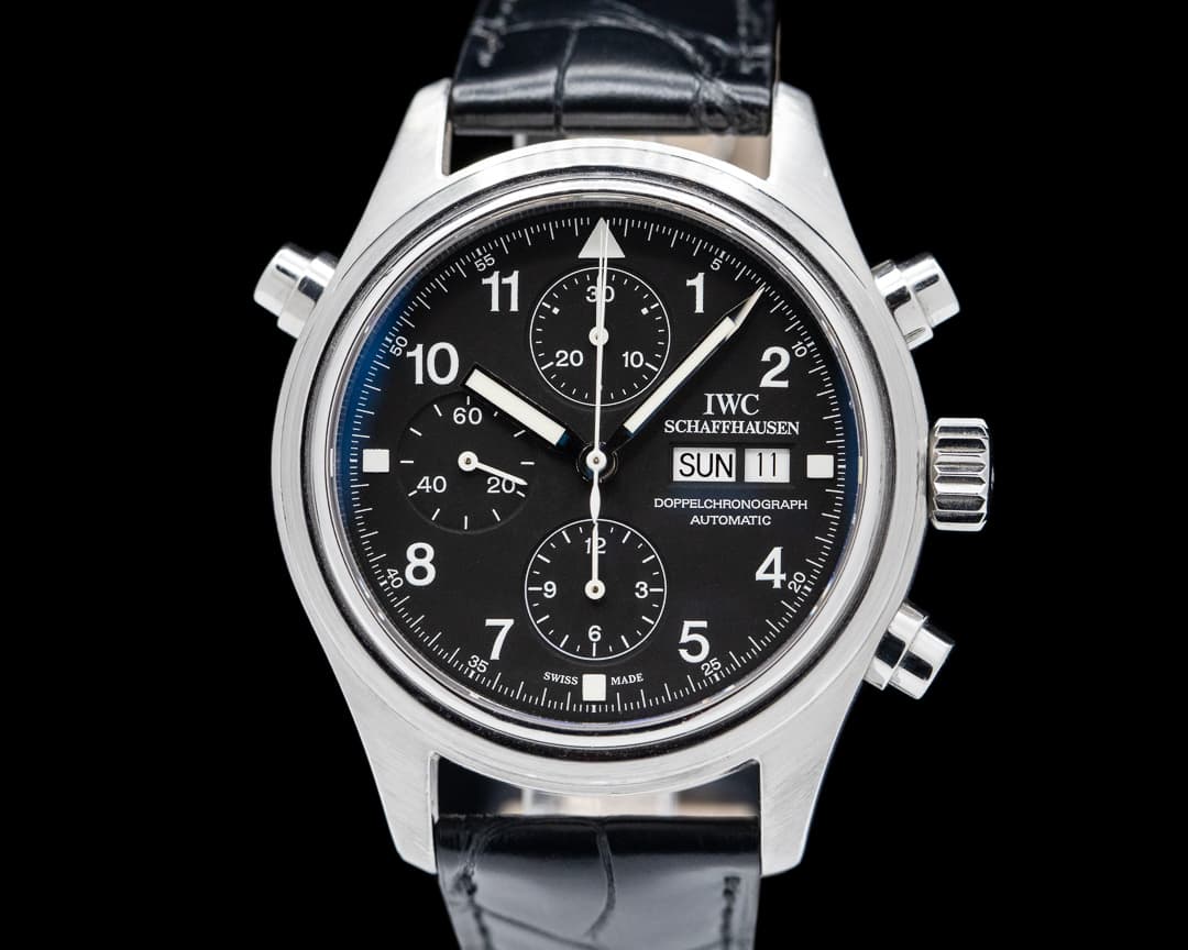 IWC Pilot Double Chronograph SS Black Dial