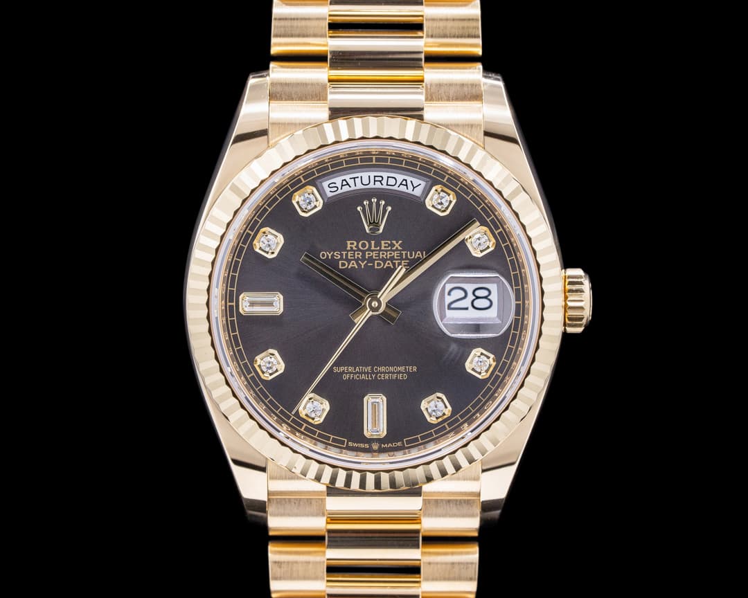 Rolex Day Date President 128238 Dark Grey Diamond Dial