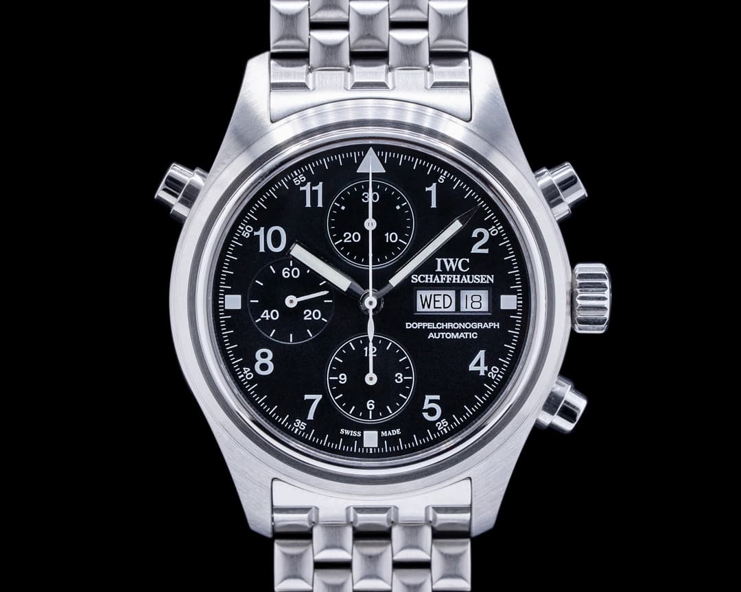 IWC Pilot Spitfire Split Second Doppelchronograph Black Dial SS