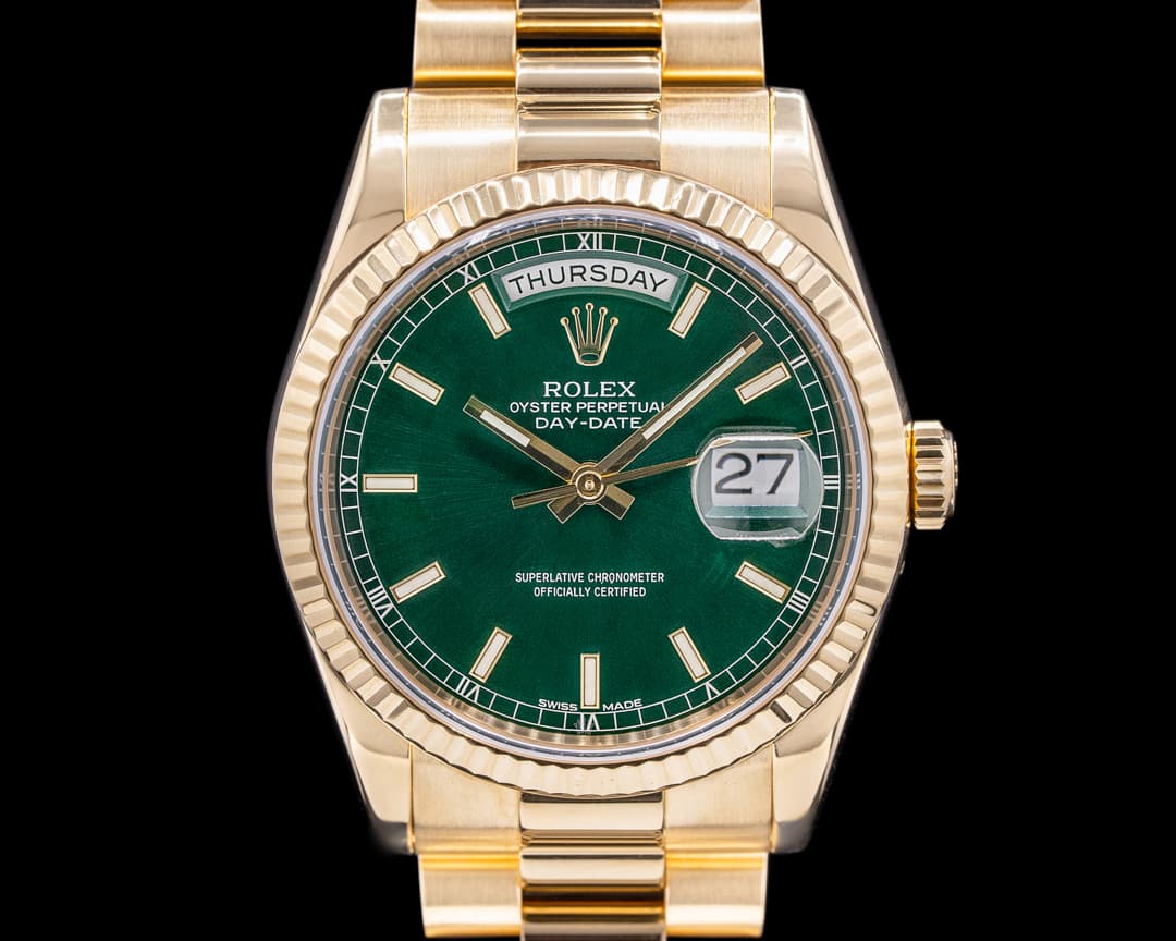 Rolex Day Date President 118238 Green Dial 18K Yellow Gold 