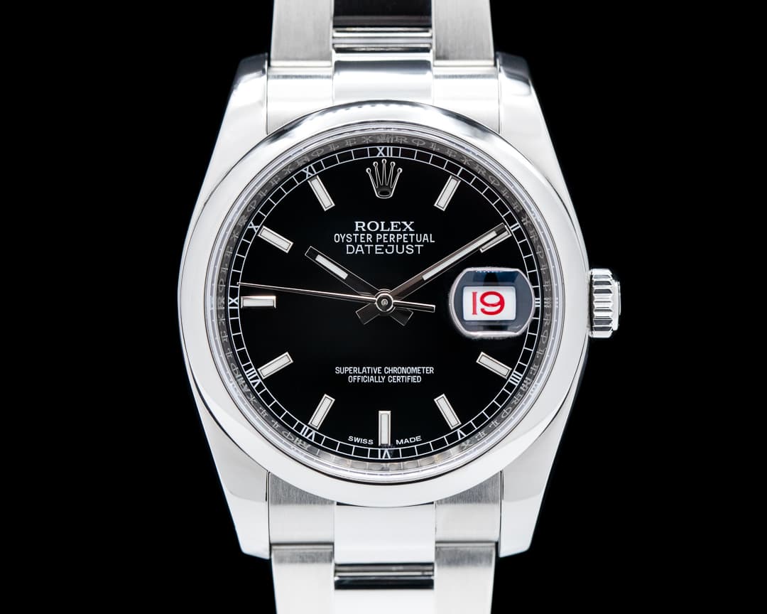 Rolex Datejust Black Stick Dial SS / SS