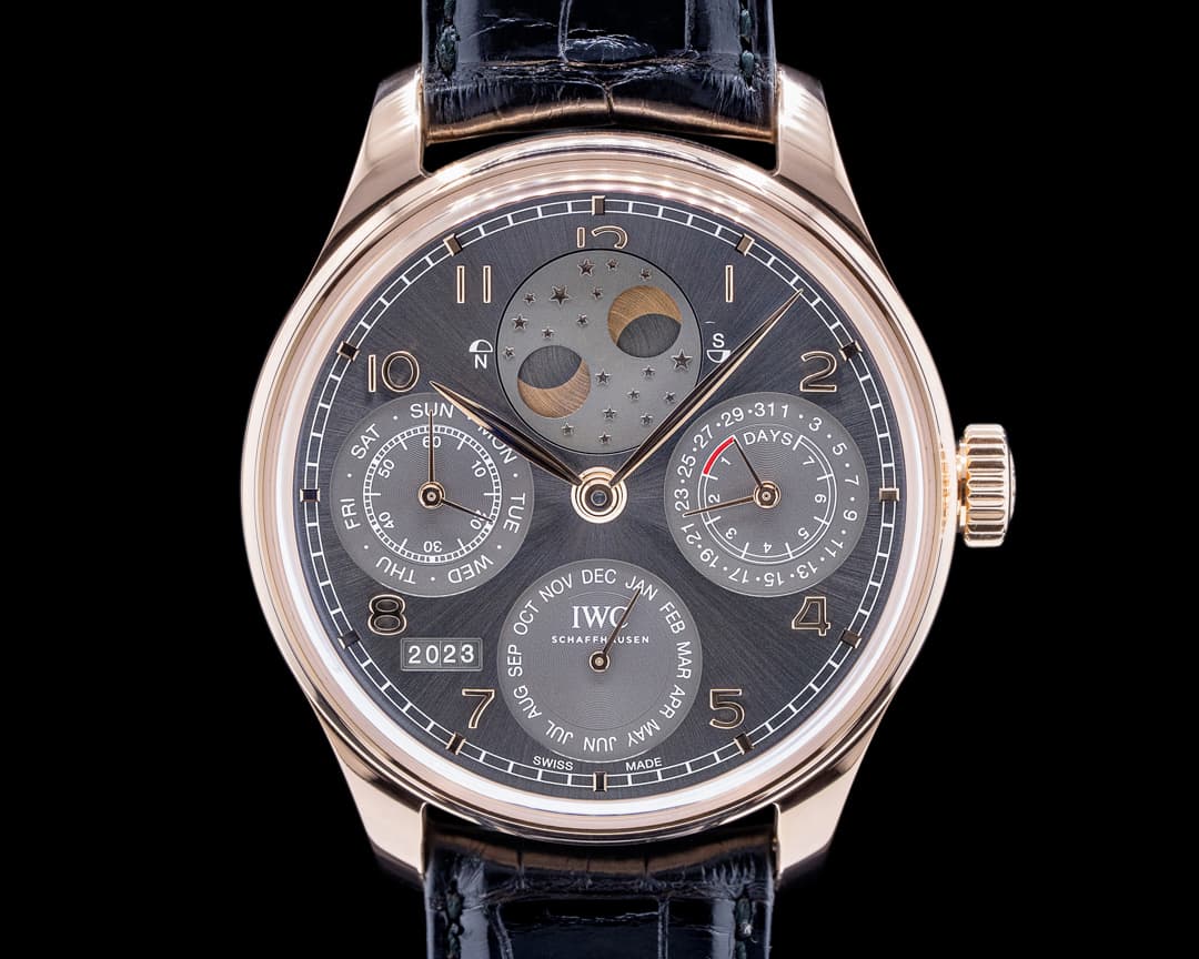 IWC Portuguese Perpetual Calendar Grey Dial 18K Rose Gold 