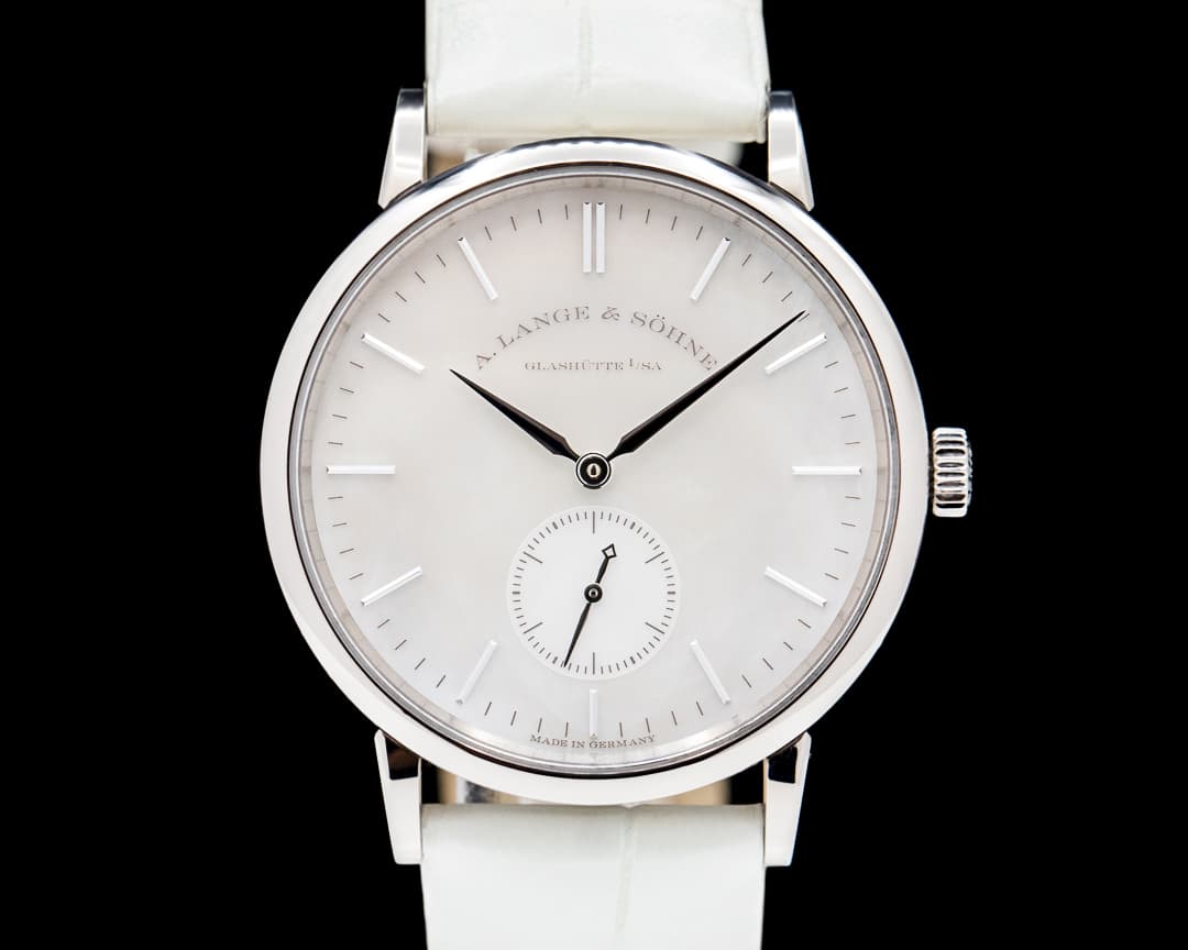 A. Lange and Sohne Saxonia 219.047 Manual Wind 18K White Gold Mother of Pearl