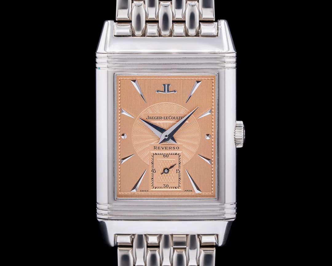 Jaeger LeCoultre Art Deco Reverso 18K White Gold / Bracelet
Salmon Dial RARE