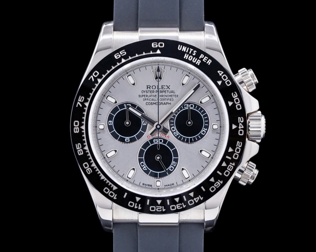 Rolex Daytona 116519 18K White Gold Ceramic Oysterflex Silver Dial