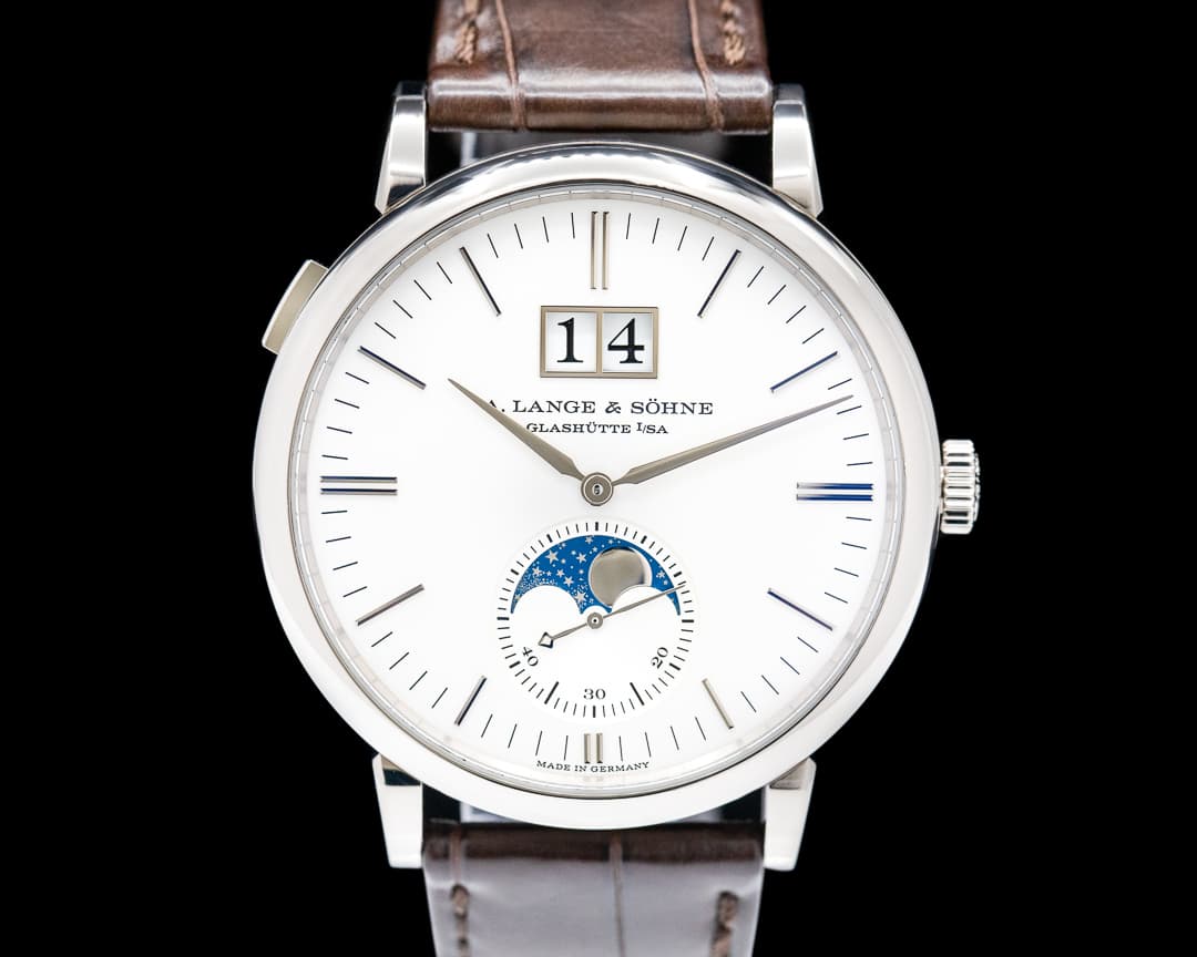 A. Lange and Sohne Saxonia Moon Phase 384.026 Automatik 18K White Gold / Silver Dial 2021 