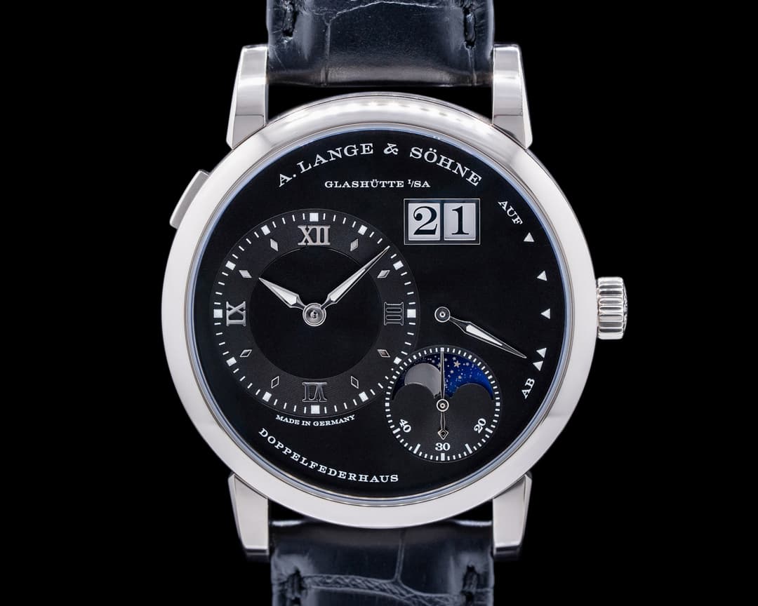 A. Lange and Sohne Lange 1 Moon 192.029 18K White Gold Black Dial