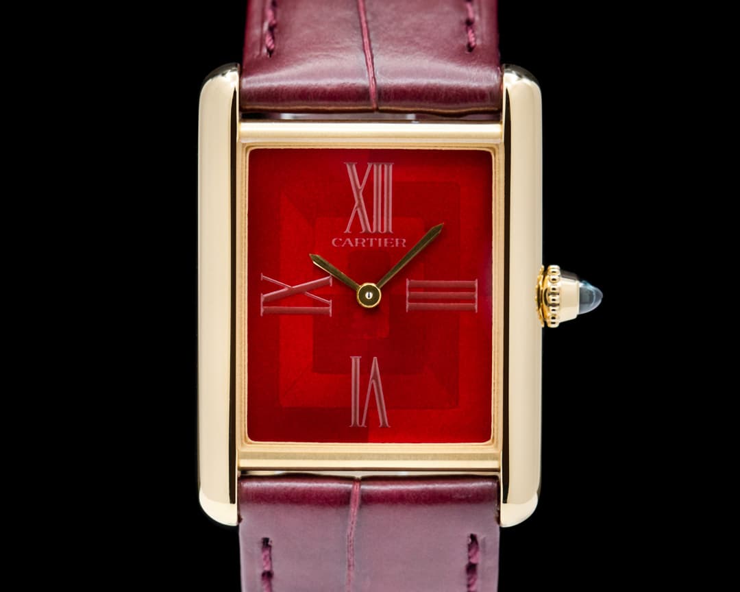 Cartier Tank Louis Burgundy Dial 18K Yellow Gold