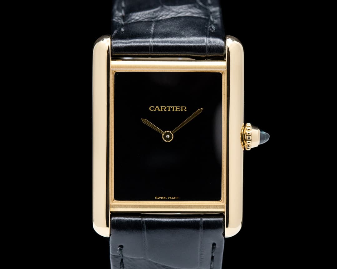 Cartier Tank Louis Black Dial 18K Yellow Gold