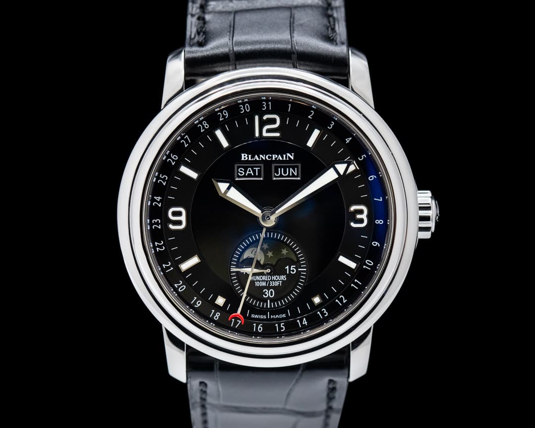 Blancpain Leman Complete Calendar Moon SS Black Dial 