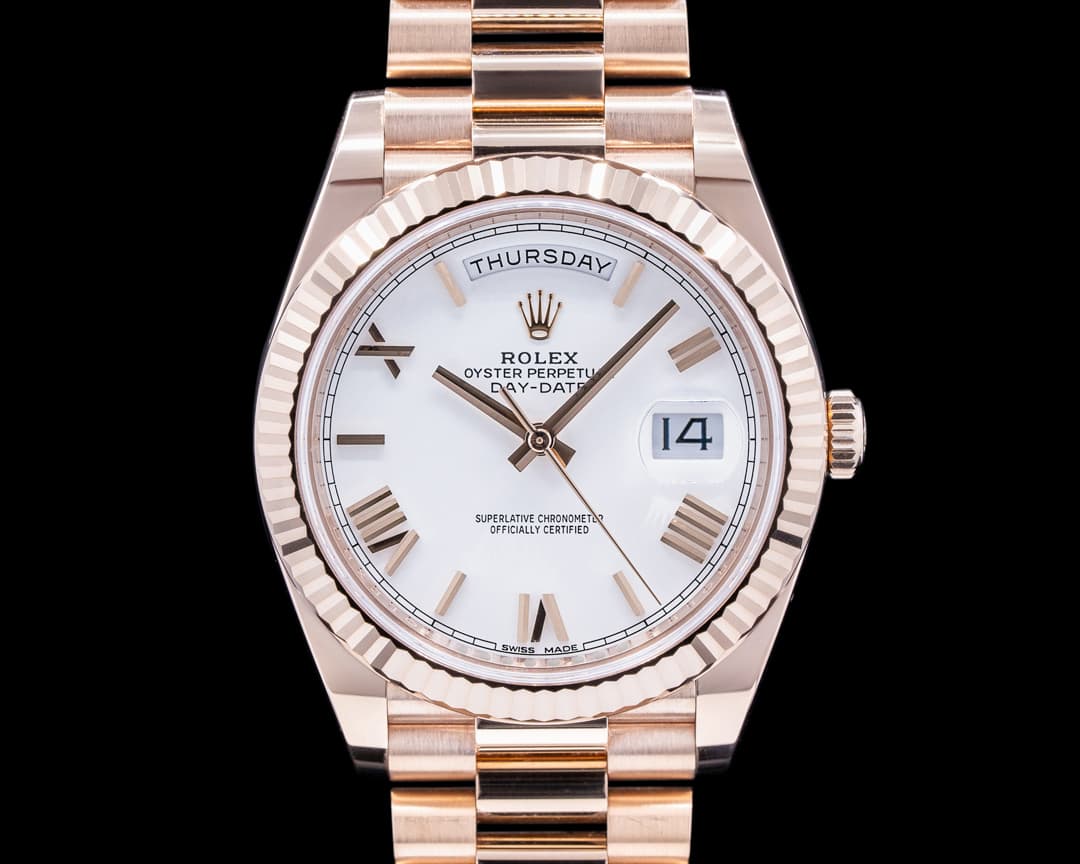 Rolex Day Date Presidential Everose Gold White Dial Romans 40MM