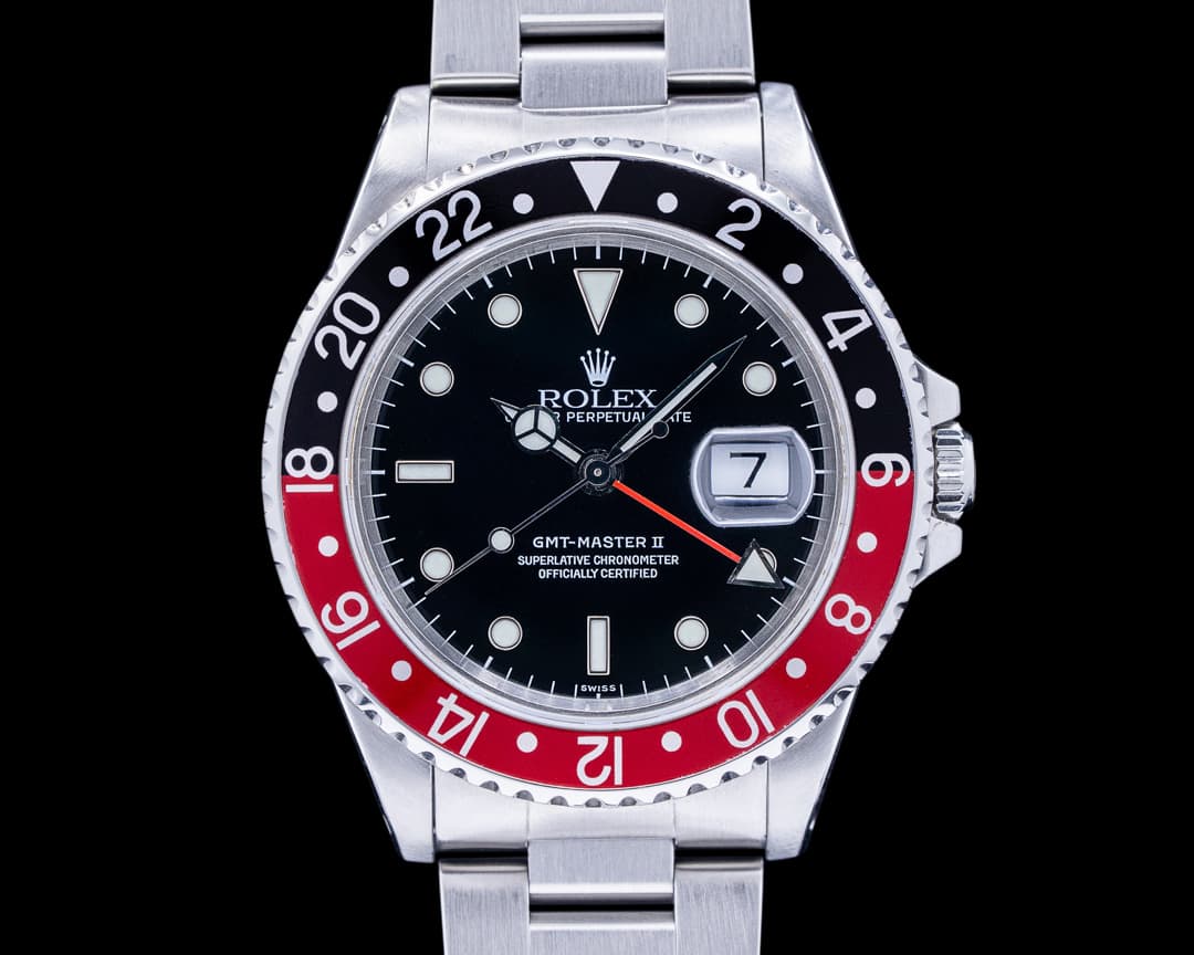 Rolex GMT Master II SS Red / Black Coke "Swiss Only" NICE