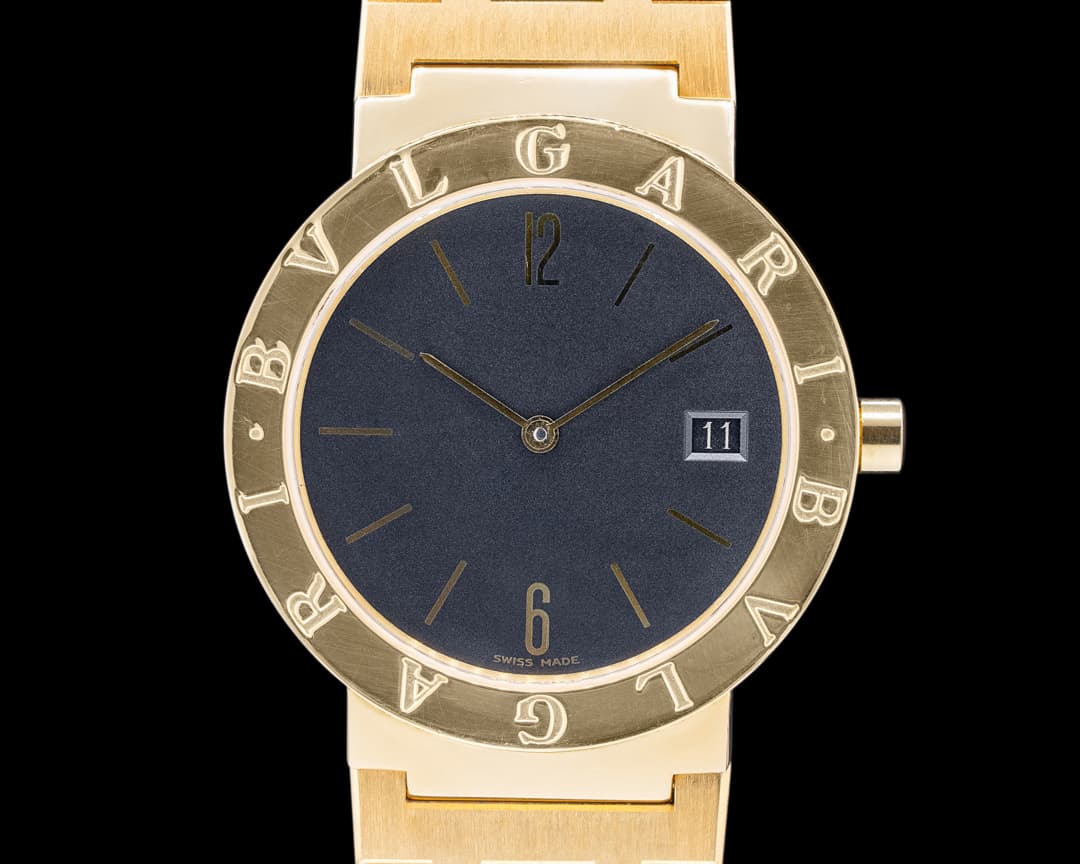 Bulgari Diagono Quartz 18k Yellow Gold Black Dial