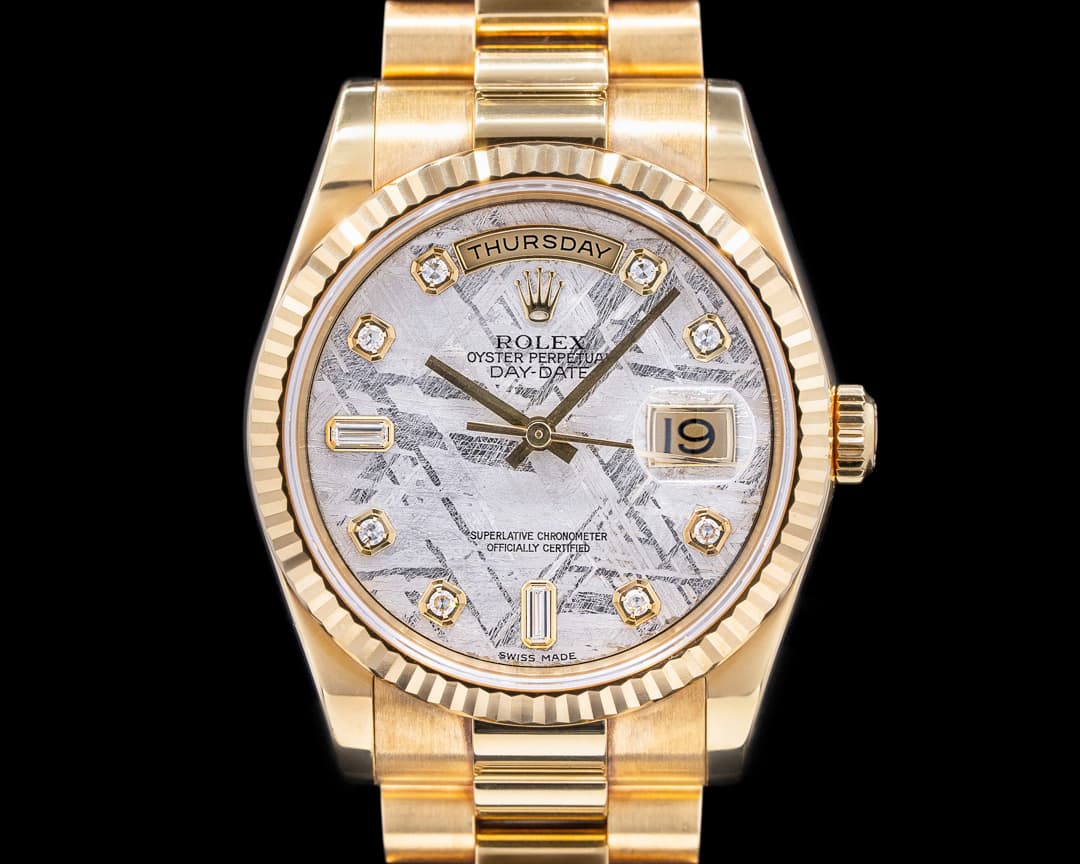 Rolex Day Date President 118238 Meteorite Diamond Dial 18K Yellow Gold