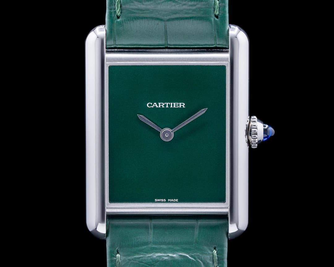 Cartier Tank Must Watch SS Large GREEN 