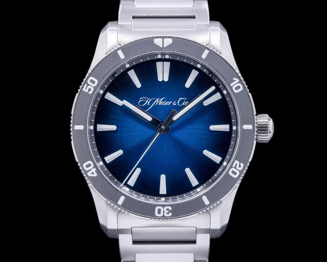 H. Moser and Cie. Pioneer Center Seconds Funky Blue Rotating Bezel Titanium LE of 100