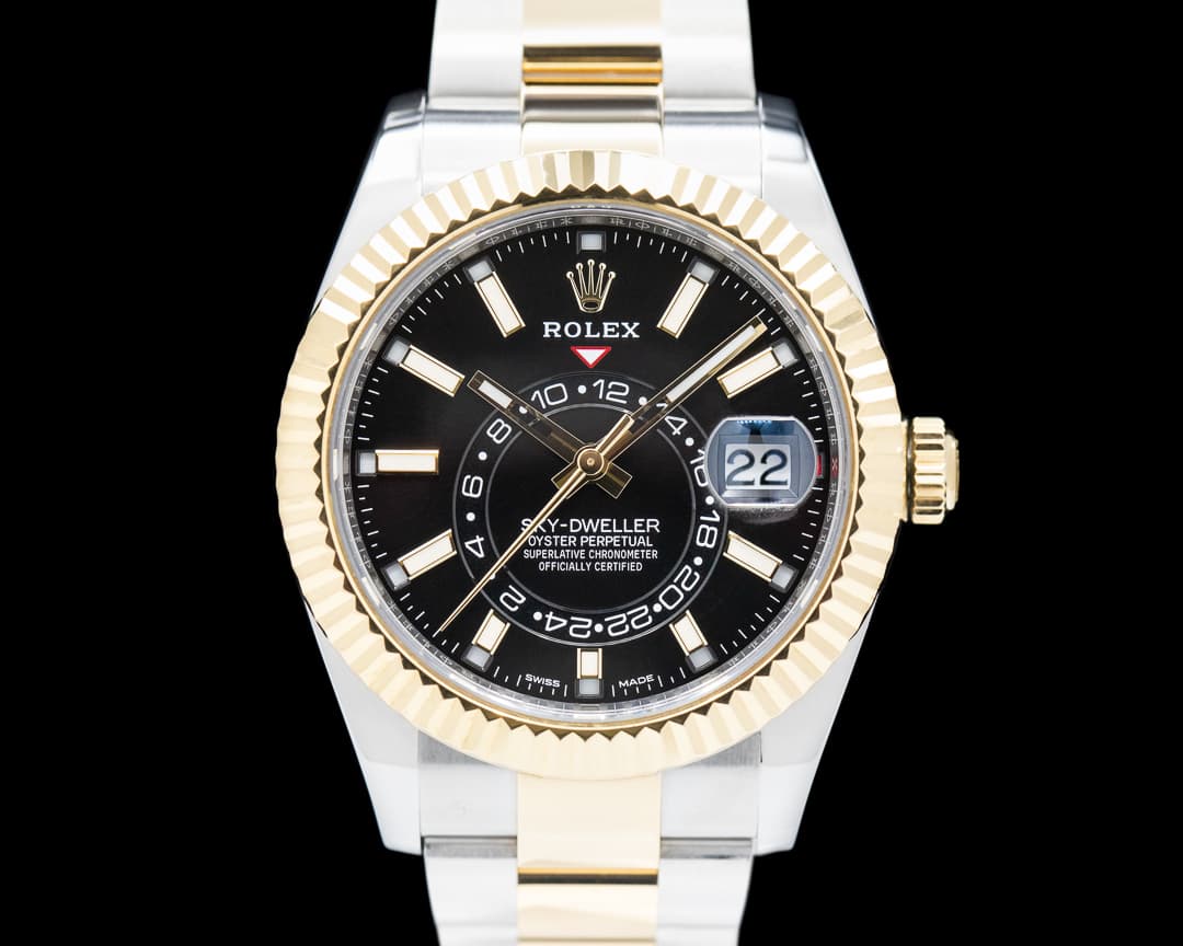 Rolex Sky Dweller 326933 Steel & Yellow Gold Black Dial 