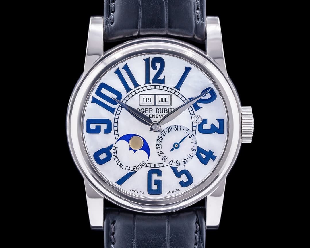 Roger Dubuis Hommage Perpetual 18k White Gold Mother of Pearl Dial