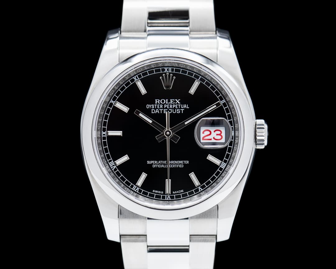Rolex Datejust Black Stick Dial SS / SS