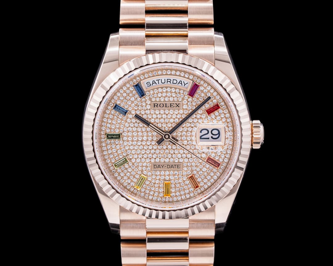 Rolex Day Date President 36MM 128235 RAINBOW 18K Rose Gold  
