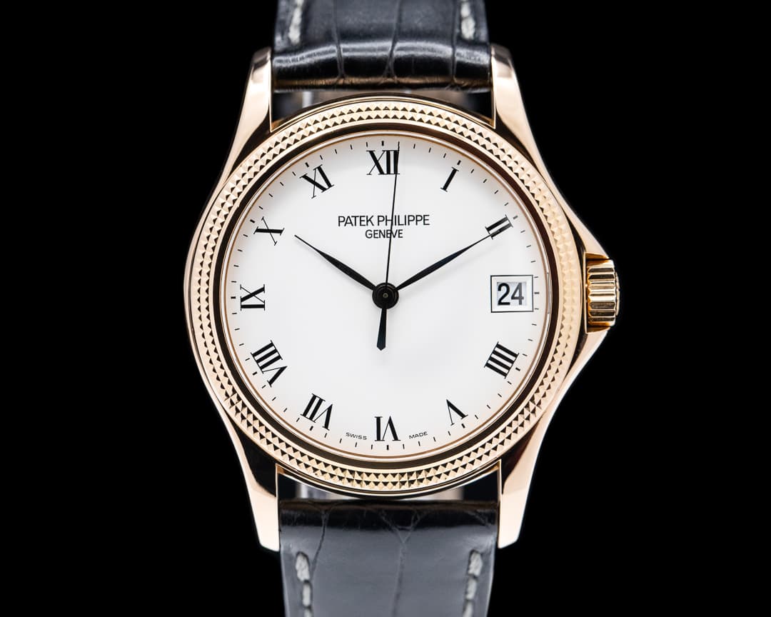 Patek Philippe Calatrava 18K Rose Gold White Roman Hobnail