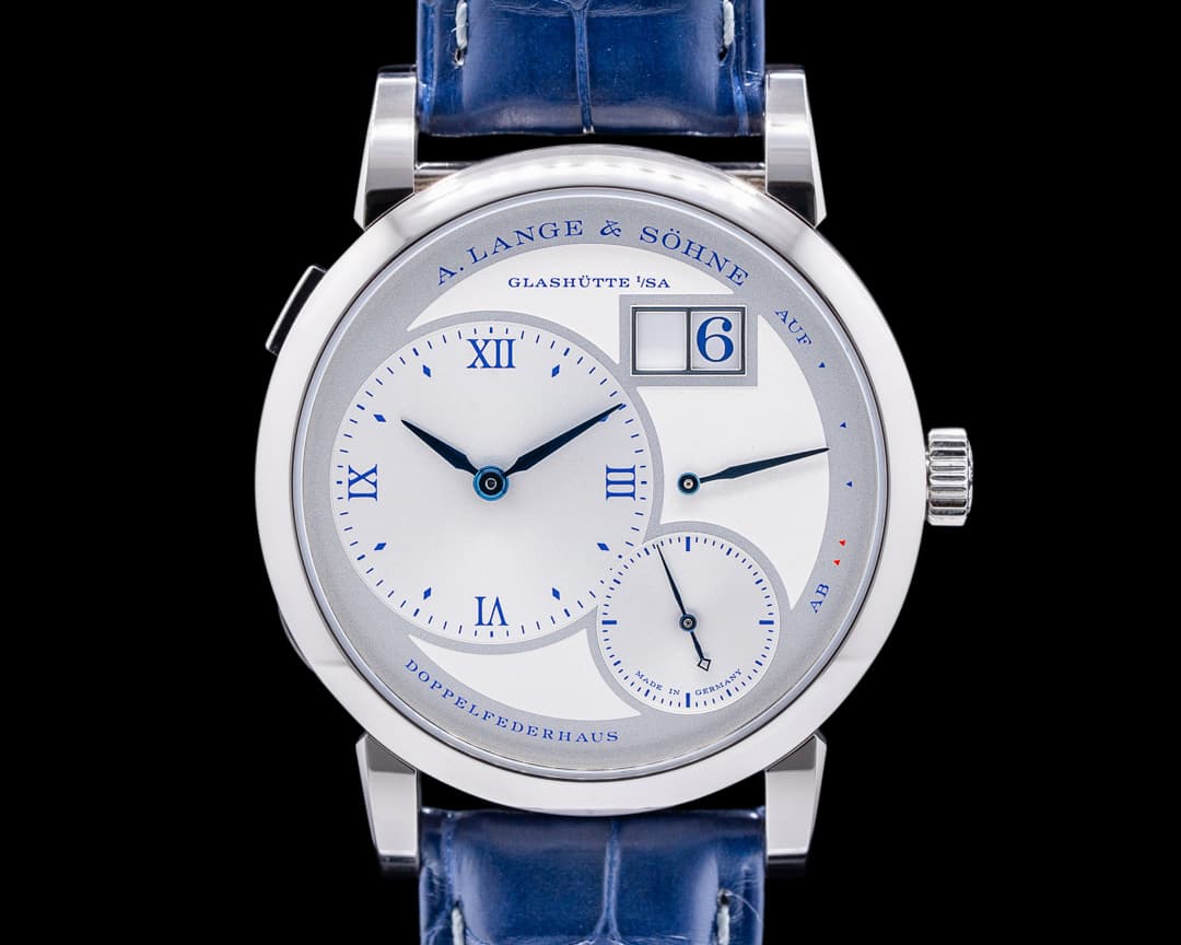 A. Lange and Sohne Lange 1 25th Anniversary 191.066 18k WG Half Hunter LIMITED