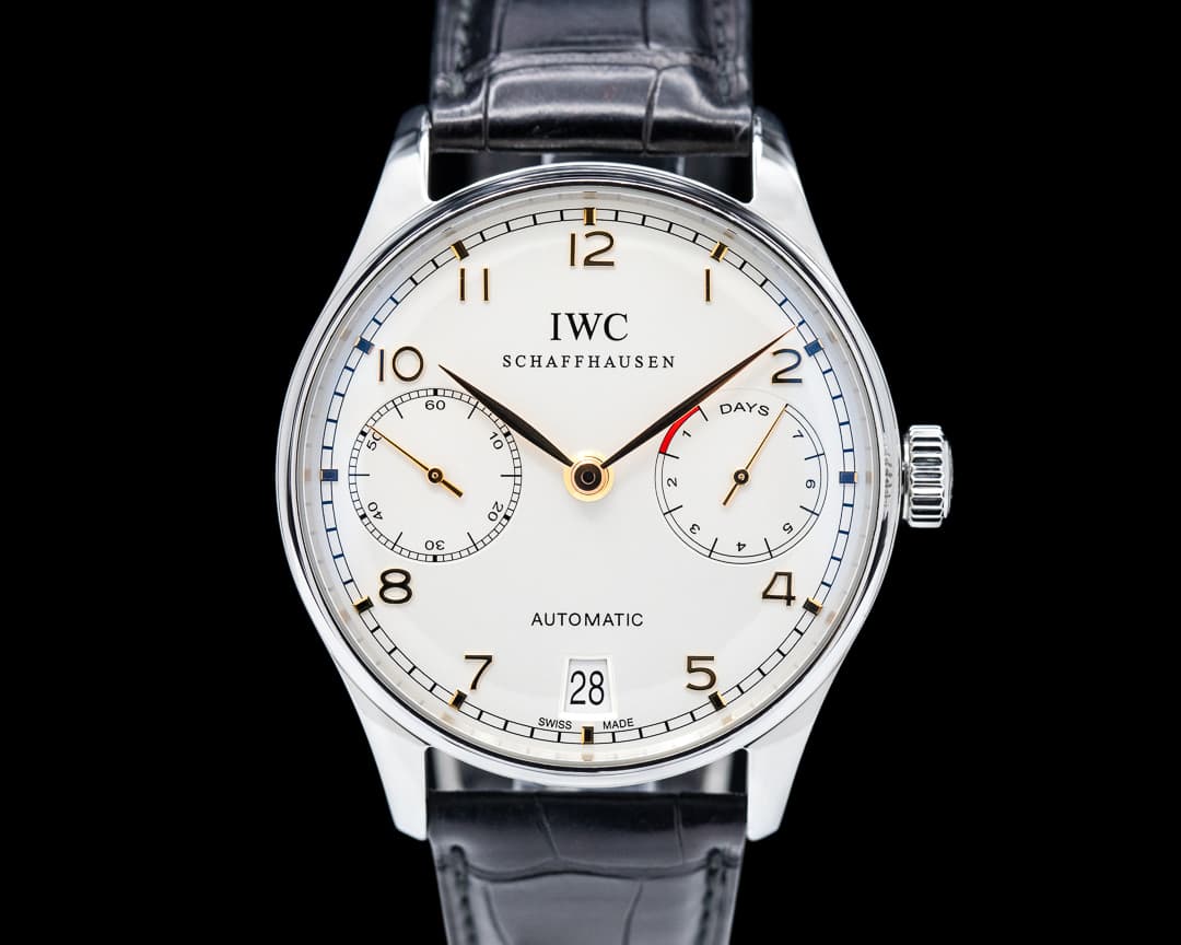 IWC Portuguese 7 Day Automatic SS Silver Dial Rose Numerals