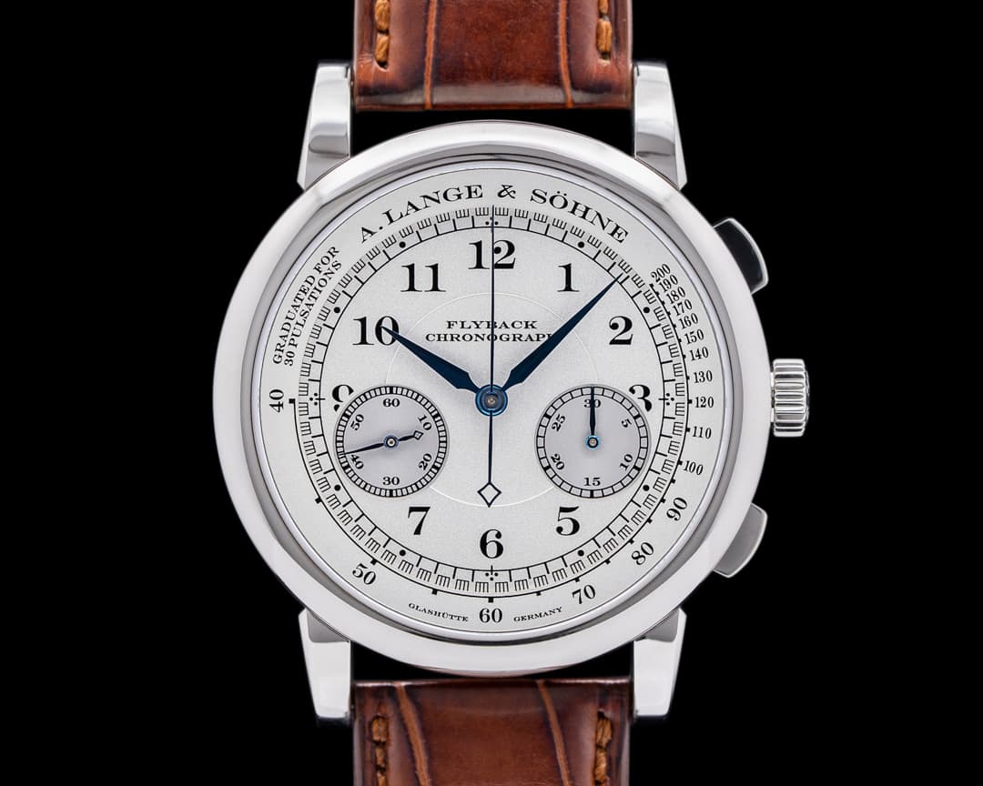 A. Lange and Sohne 1815 Flyback Chronograph 401.026 Silver Dial 18K White Gold