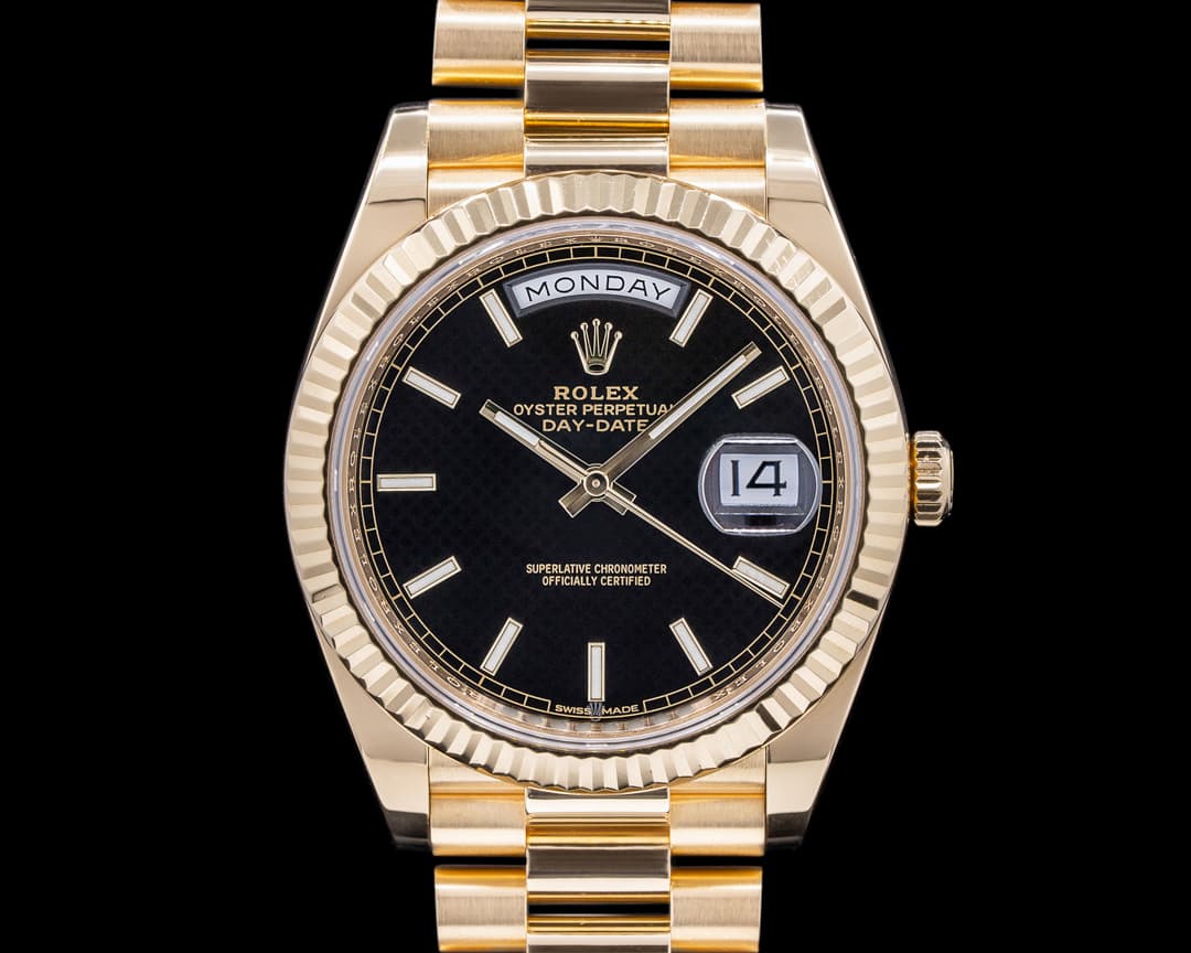 Rolex Day Date Presidential Black Motif Dial / Yellow Gold 40MM 