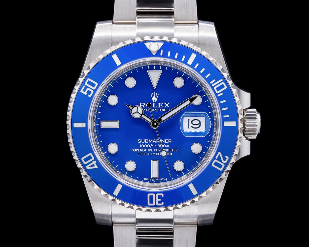 Rolex Submariner SMURF Date 116619LB 18K White Gold Blue Dial 