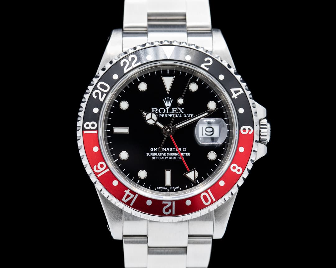 Rolex GMT Master II SS Red / Black Coke COMPLETE FULL SET 
