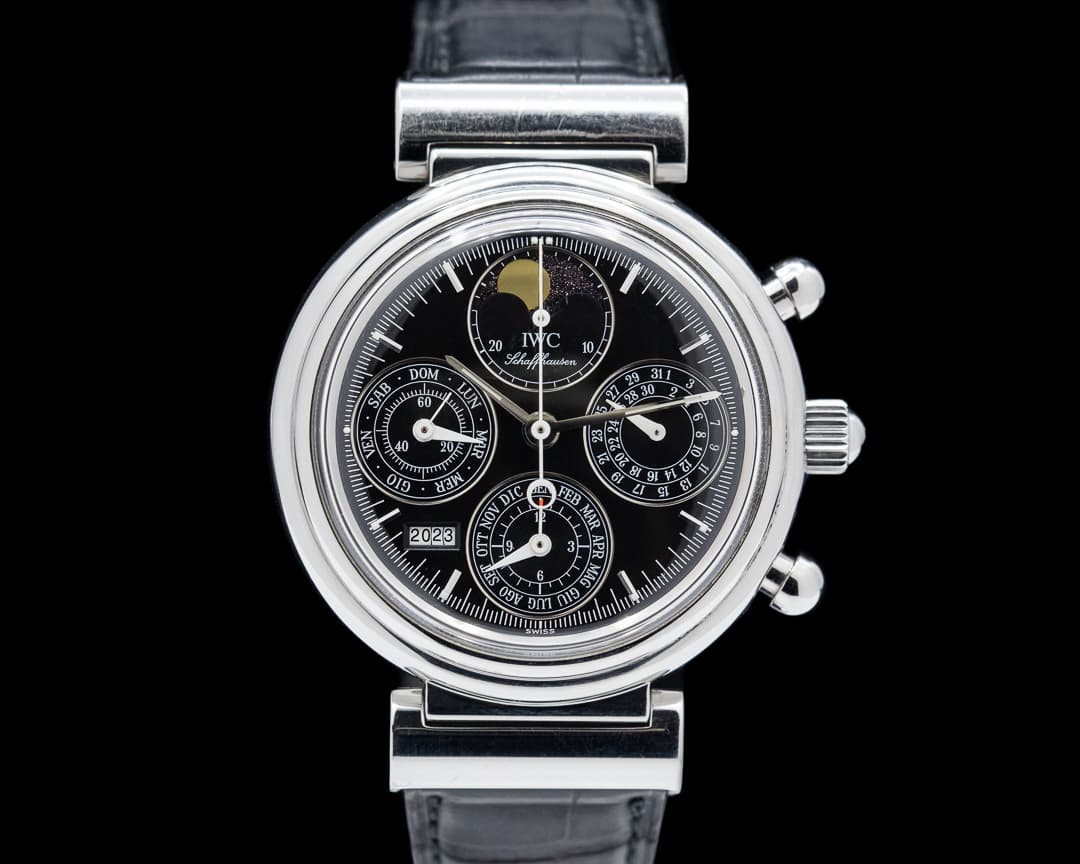 IWC Da Vinci Perpetual Chronograph Black SS / Alligator  